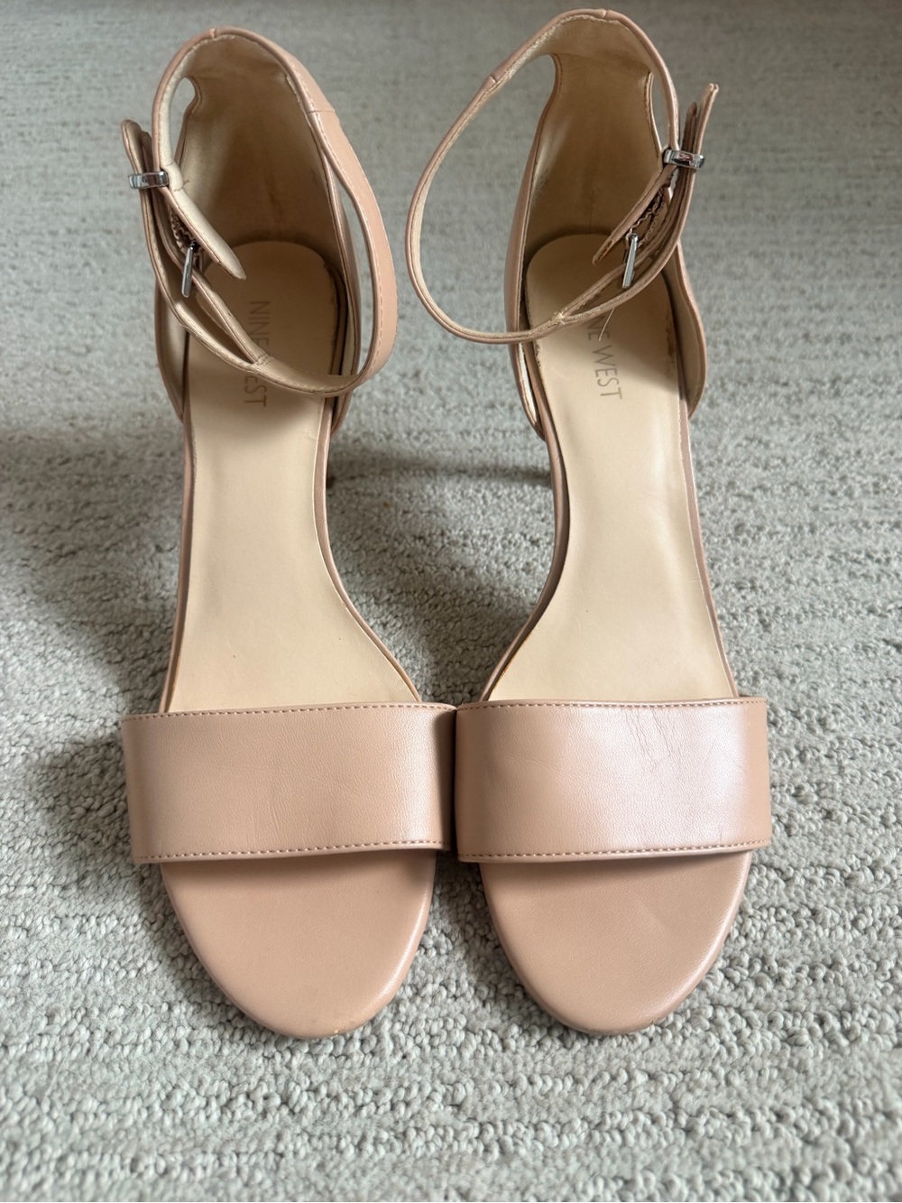 Nine West Blush Nude Open-Toe Ankle Strap Heels